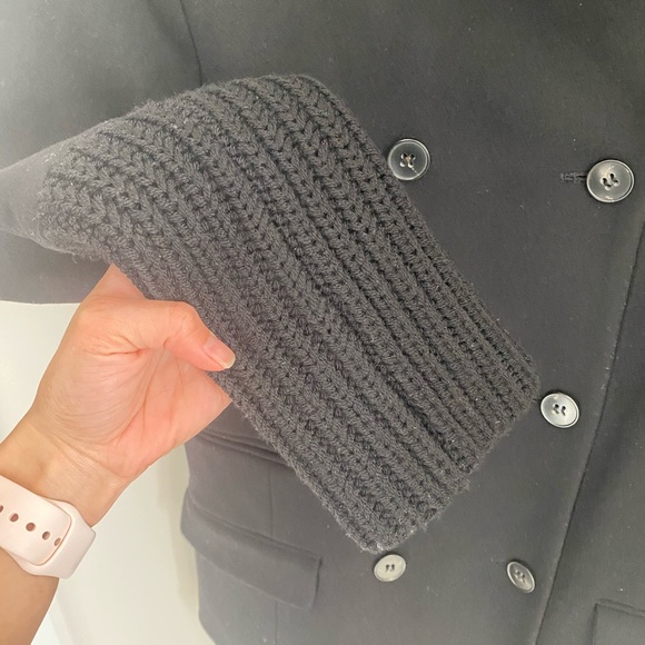 Theory Chunky rib knit virgin wool cashmere blend black coat size Large - Picture 7 of 11